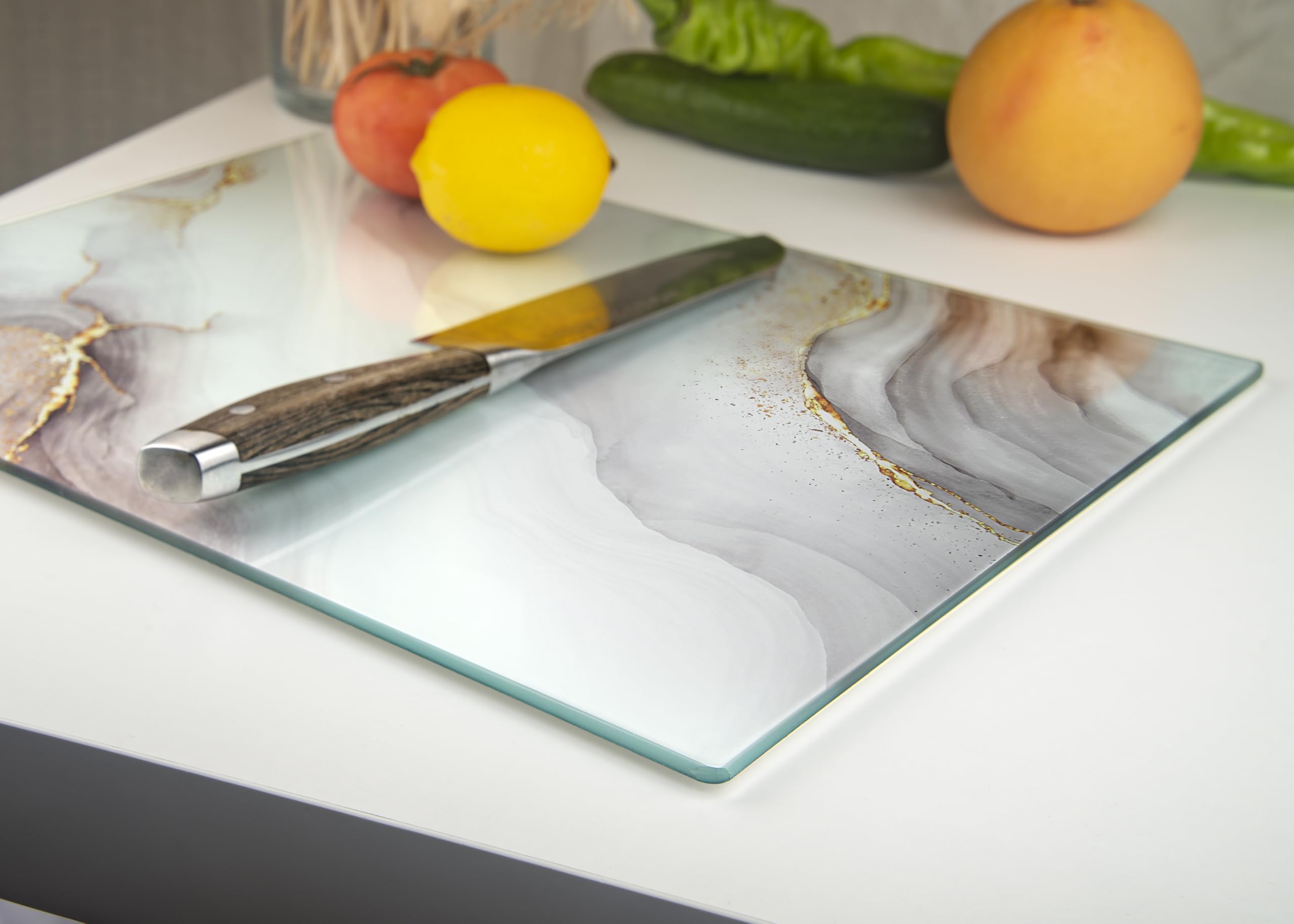 Planche à Découper En Verre Zeller – 40x30 Cm, Résiste à 220°C, Antidérapante, Couleur Gris Anthracite