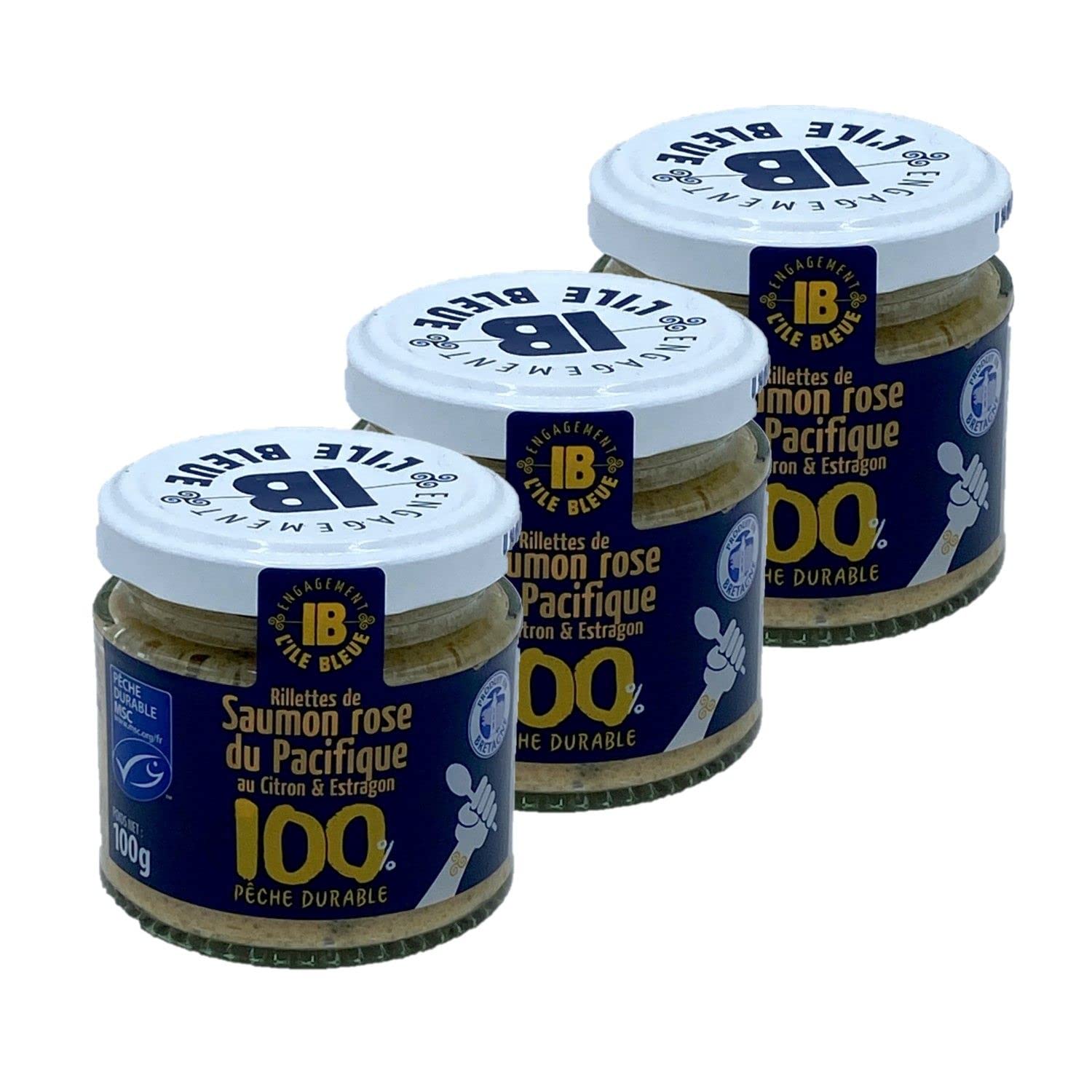 Lot 3x Rillettes de saumon rose du Pacifique MSC au citron & estragon - Pot 100g