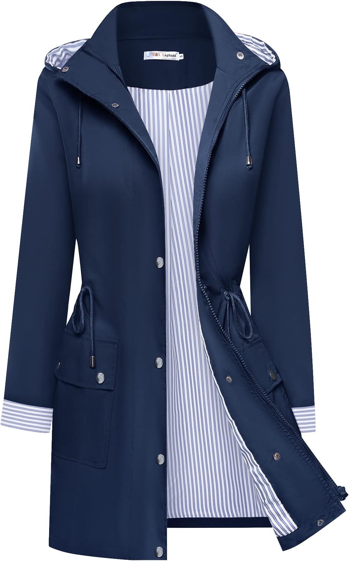 BBX Lephsnt Rain Coats for Women Waterproof Rain Jacket Lightweight Windbreaker Outdoor Hooded Trench Coat