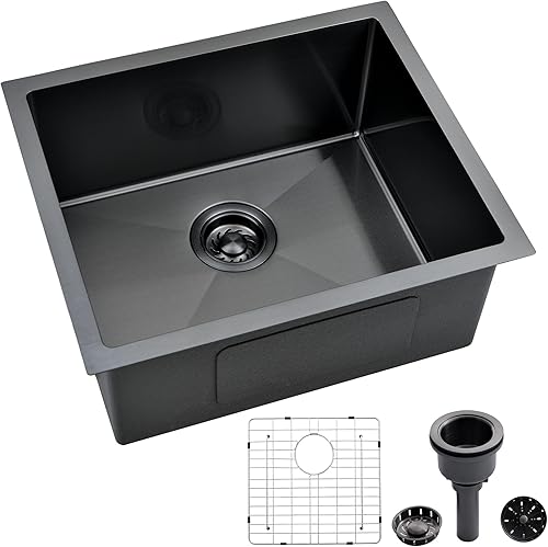 Fregadero de bar de cocina de 20 pulgadas, cuenco individual pequeño de 20 x 17 pulgadas, calibre 16 para caravana, bar de vinos, lavandería, con