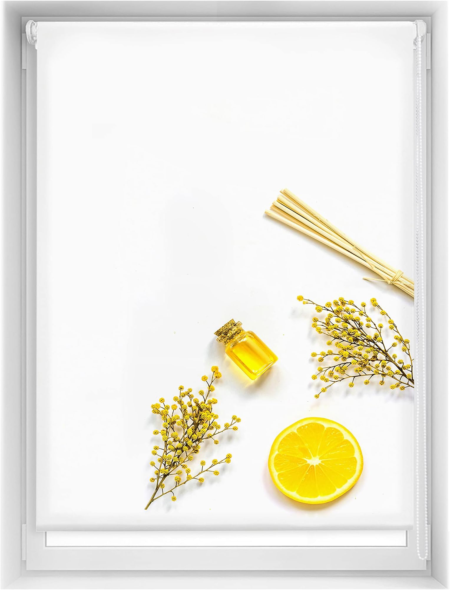 Blindecor Easy Venetian Blind, No Drilling Required, Printed, Translucent, Digital Print, Citron, 110 x 150 cm (width x height), Fabric Size 107 x 145 cm