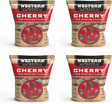 Western BBQ Smoking Barbecue Pellet Wood Grill Cooking Chip Chunks, Cherry 4-Pack