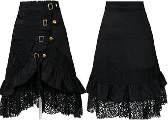 Women's Steampunk Gothic Clothing Vintage Cotton Black Lace Skirts