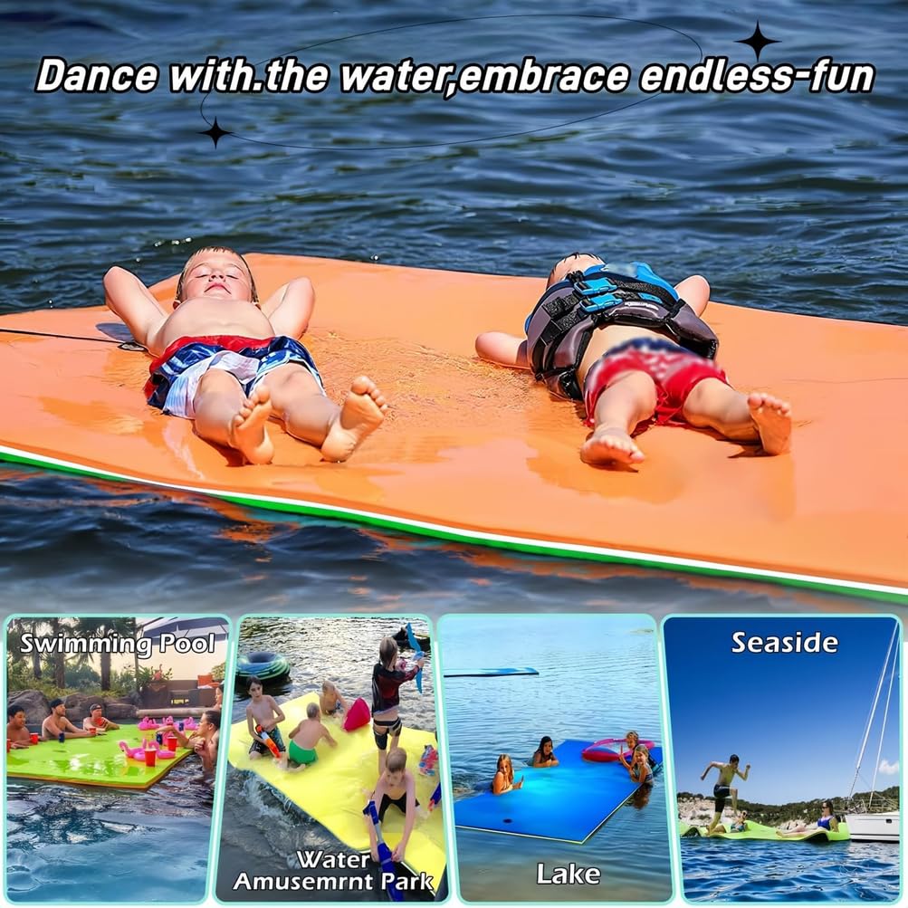 Tappetino Galleggiante Acquatico,Materassino Galleggiante Resistente agli Strappi con Dispositivo di Ormeggio E Cinghie di Aggancio, per Mare Lago