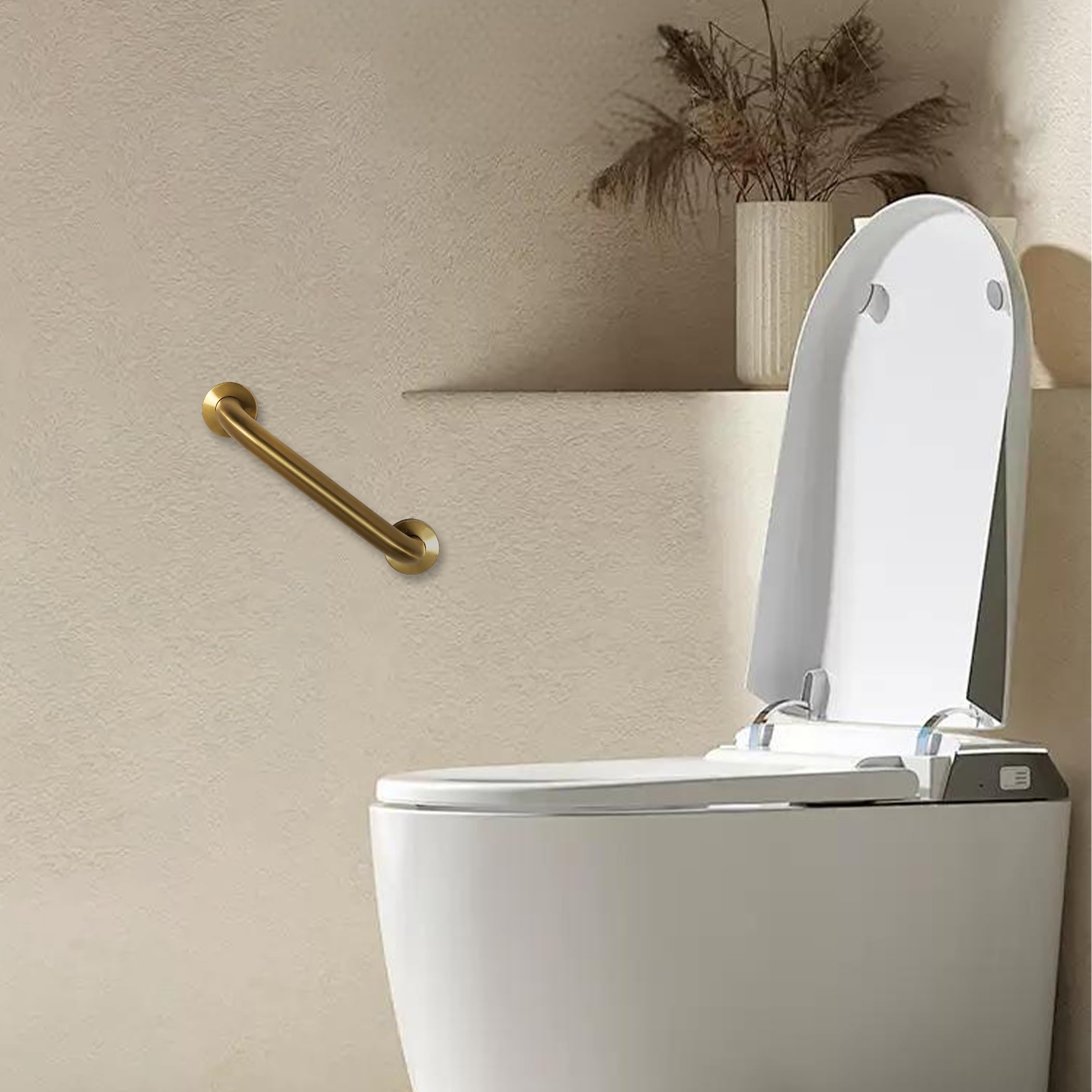 Lot de 2 barres d'appui de douche dorées de 61 cm pour salle de bain, 3,2 cm de diamètre, barres d'appui en acier inoxydable 304 pour baignoires et douches, barre d'appui de douche