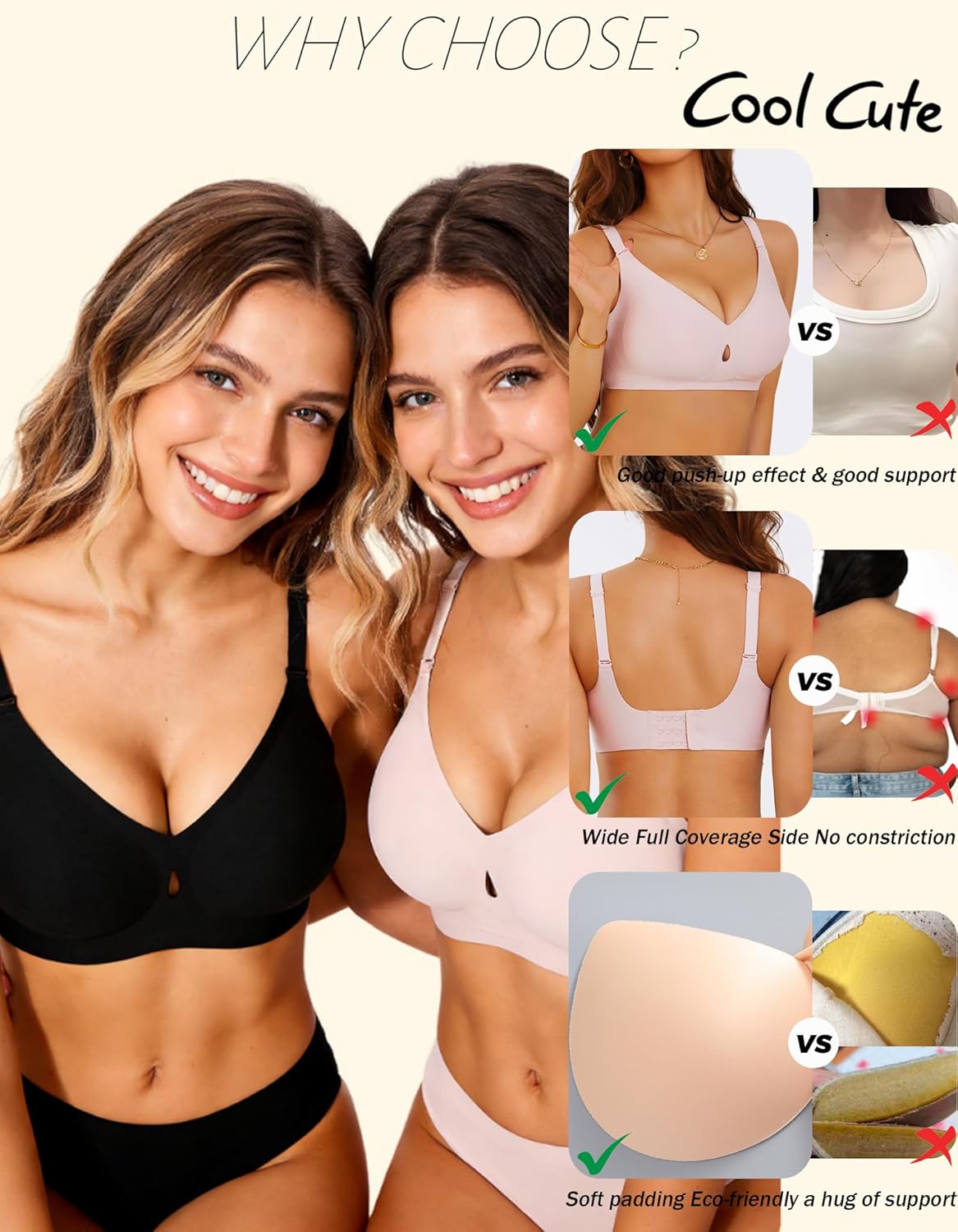 Jelly Wireless Bras for Women Sexy Comfortable Bra Bralettes V Neck No Underwire Bras Push Up Everyday Seamless Bra S XXL - Image 6
