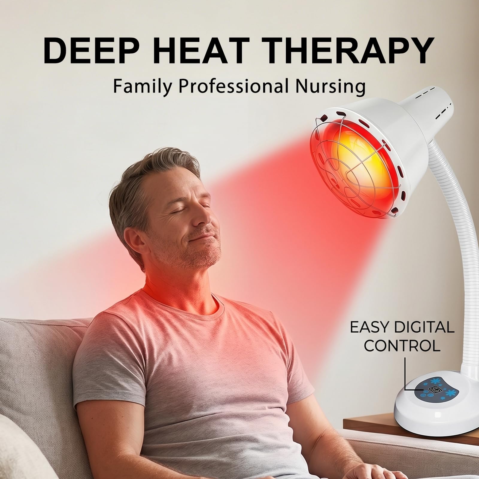 Lampada riscaldante a luce rossa da 275 W, lampada a infrarossi, temperatura regolabile, luce rossa con griglia di protezione, 10 livelli di temperatura regolabili con timer, per rilassare