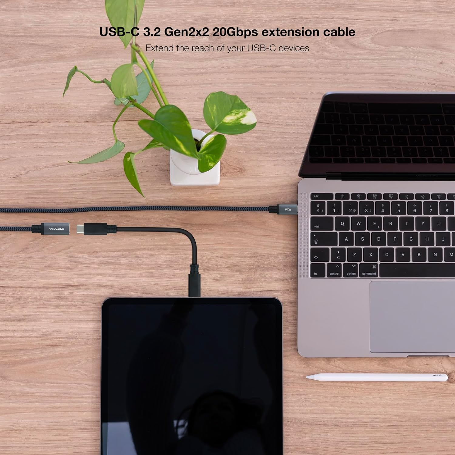 NANOCABLE 10.01.4501-L150-COMB USB 3.2 Gen2X2 Cable, 100 W, 4K/60 Hz, USB-C/M-USB-C/H, Black/Grey, 1.5 m