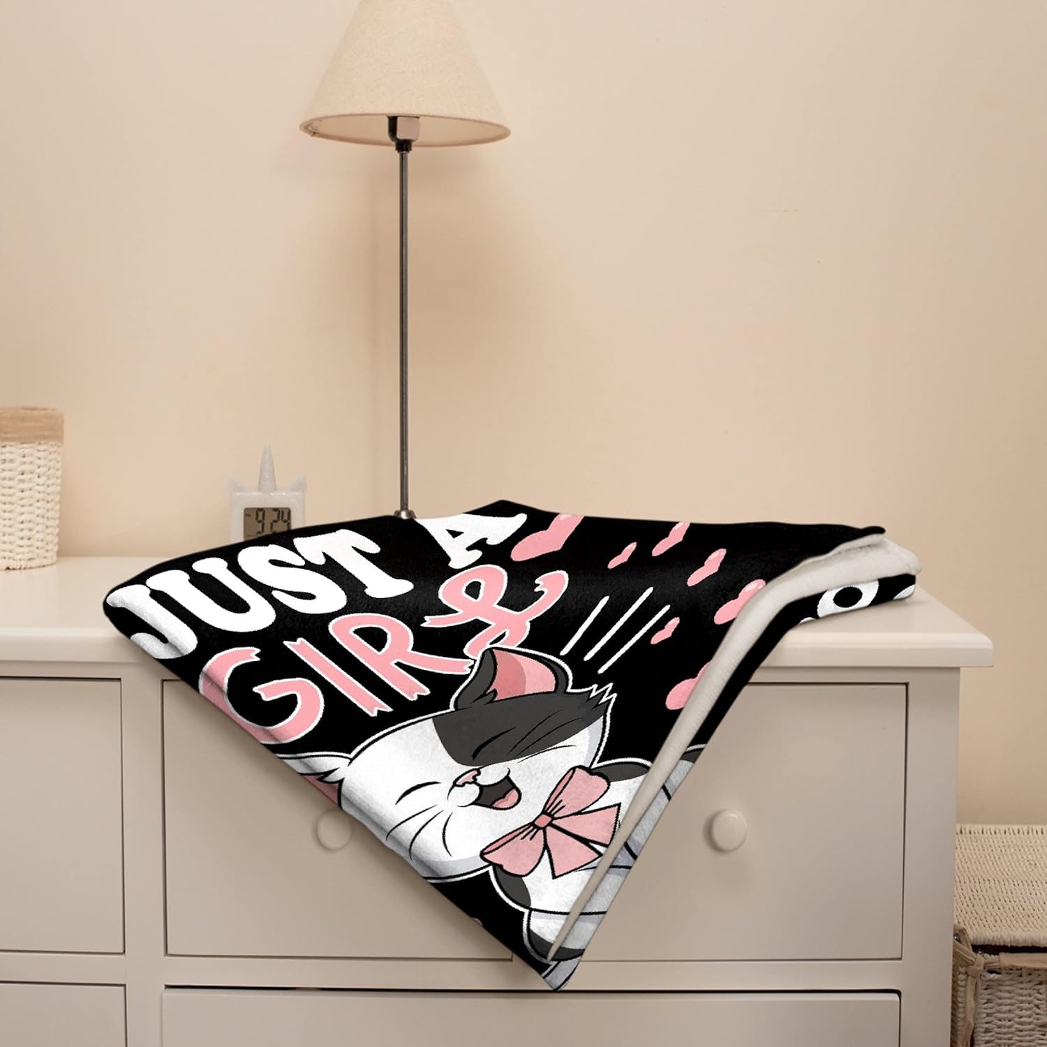 Bеѕt Cуbеr Mоndау 🔥 Cat Blanket Plush Gift for Kid Girls Comfy Throw-Just A Girl Who Loves Cats-Soft Lightweight Kawaii Kitten Quilt Cozy Sheet Cute Animal Warm Flannel Blankets for Couch Chair-120 x90 Oversize King