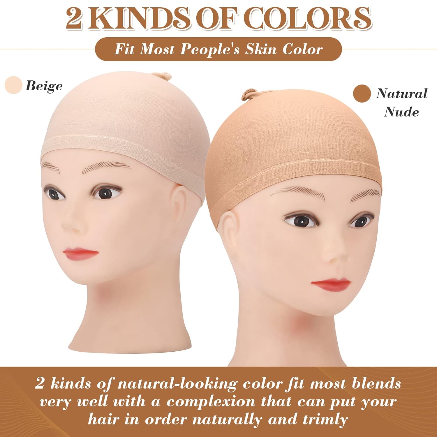 Mepase 200 Pcs Wig Caps Nylon Stocking Caps Bulk Elastic Thin Head Wig Accessories for Women Men Halloween Hair Decorations Brown and Light Brown