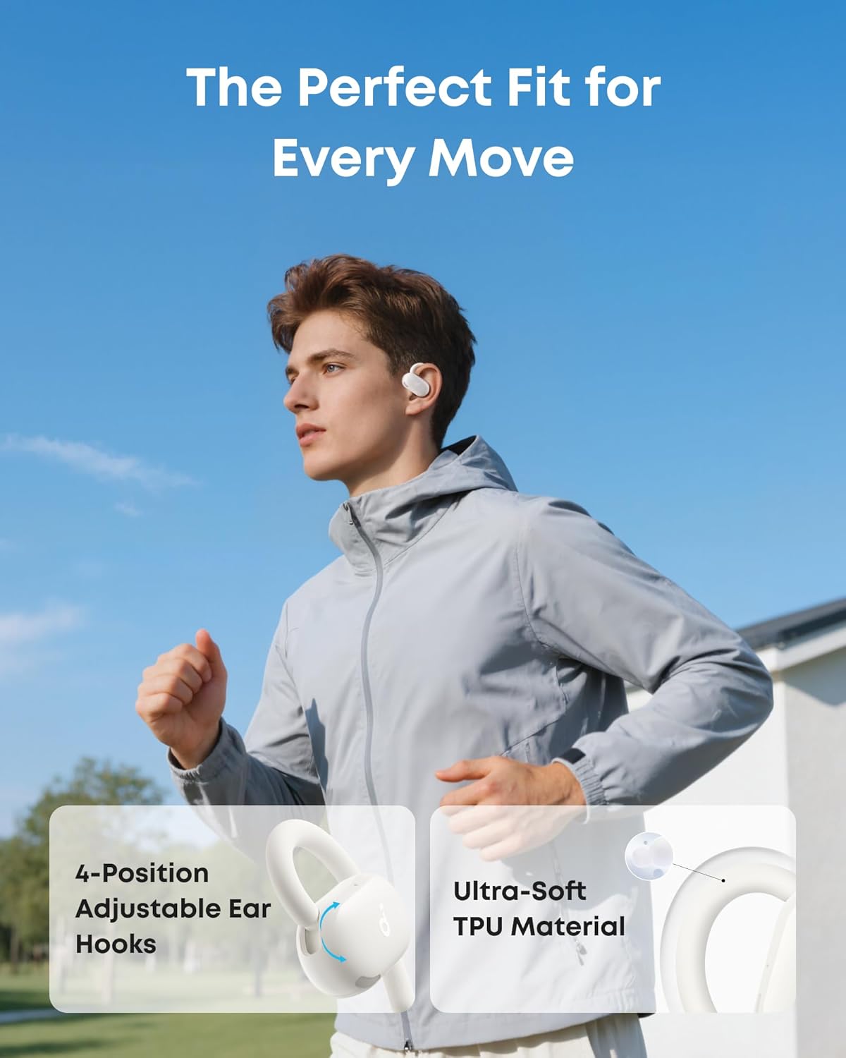 Soundcore V20i by Anker Open-Ear Headphones, Adjustable Ear Hooks, Ultra-Comfort, Snug Fit, Powerful Sound, Clear Calls, IP55, 36H Playtime, Bluetooth 5.4 Wireless Earbuds, Multipoint Connection - Image 4