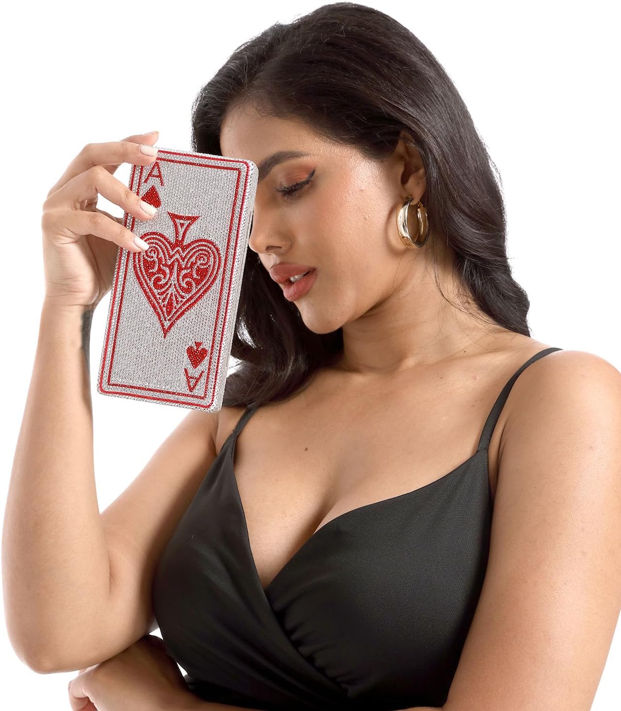 Boutique De FGG Poker Card Rhinestone Handbags Evening Bags and Clutches Women Crystal Clutch Purse for Party Casino, Mini - Image 2