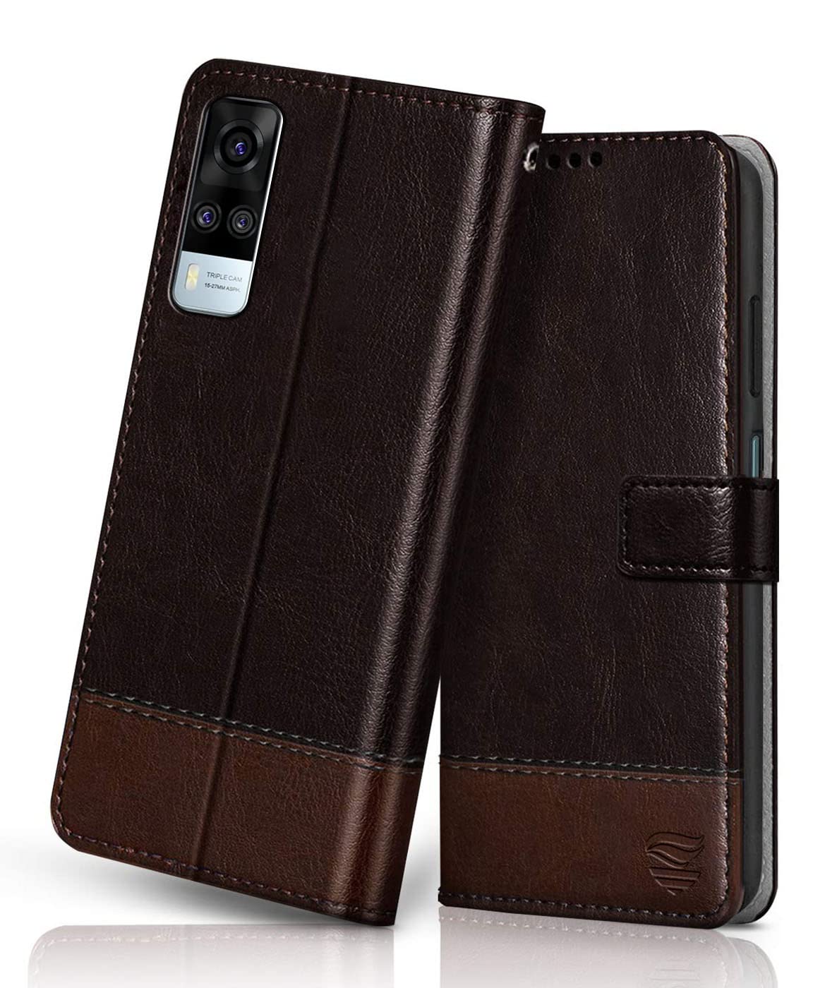 FLIPPED Vegan Leather Flip Case Back Cover for Vivo Y31 | Y51a | Y51 (2020) (Flexible, Shock Proof | Hand Stitched Leather Finish | Card Pockets Wallet & Stand | Coffee with Brown) (B09J5DNLLY) Amazon Price History, Amazon Price Tracker
