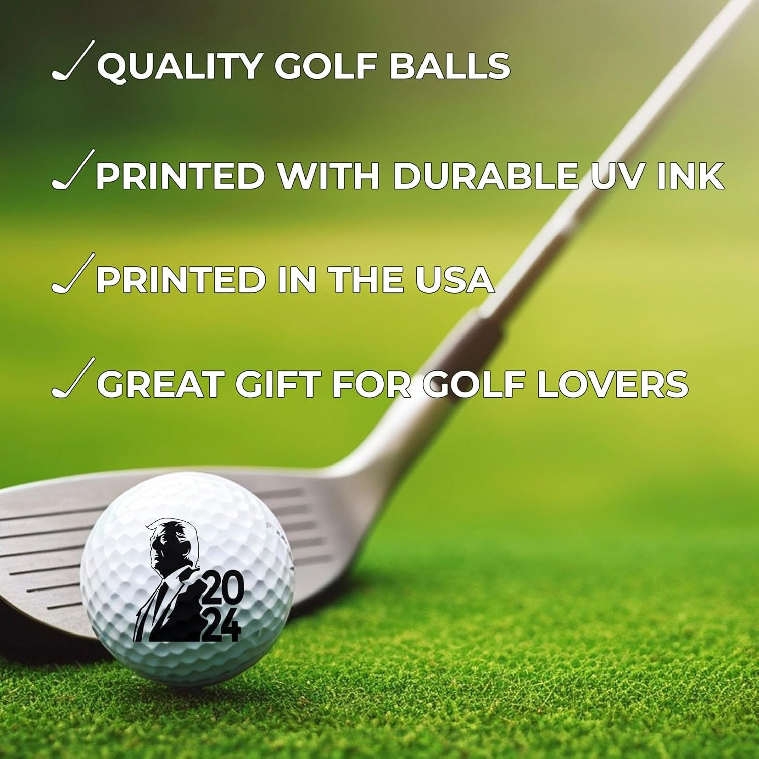 TeesAndTankYou Trump 2024 Silhouette Golf Ball - Novelty Gift for Men Golfers and Dad