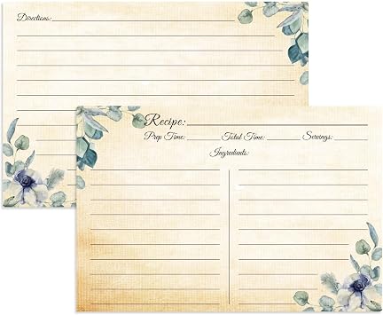 Recipe Cards 4x6, Vintage Blank Recipe Cards Double-Sided, 60 Count