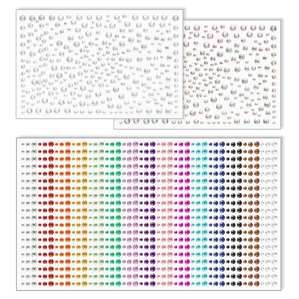 MAYCREATE® 1600pcs Face Rhinestones Sticker Kits, Self Adhesive Flatback Glitter Crystal Sticker for Makeup Hair Decor, Assorted Color & Size Face Jewels Diamonds for Crafts,DIY Phone Case