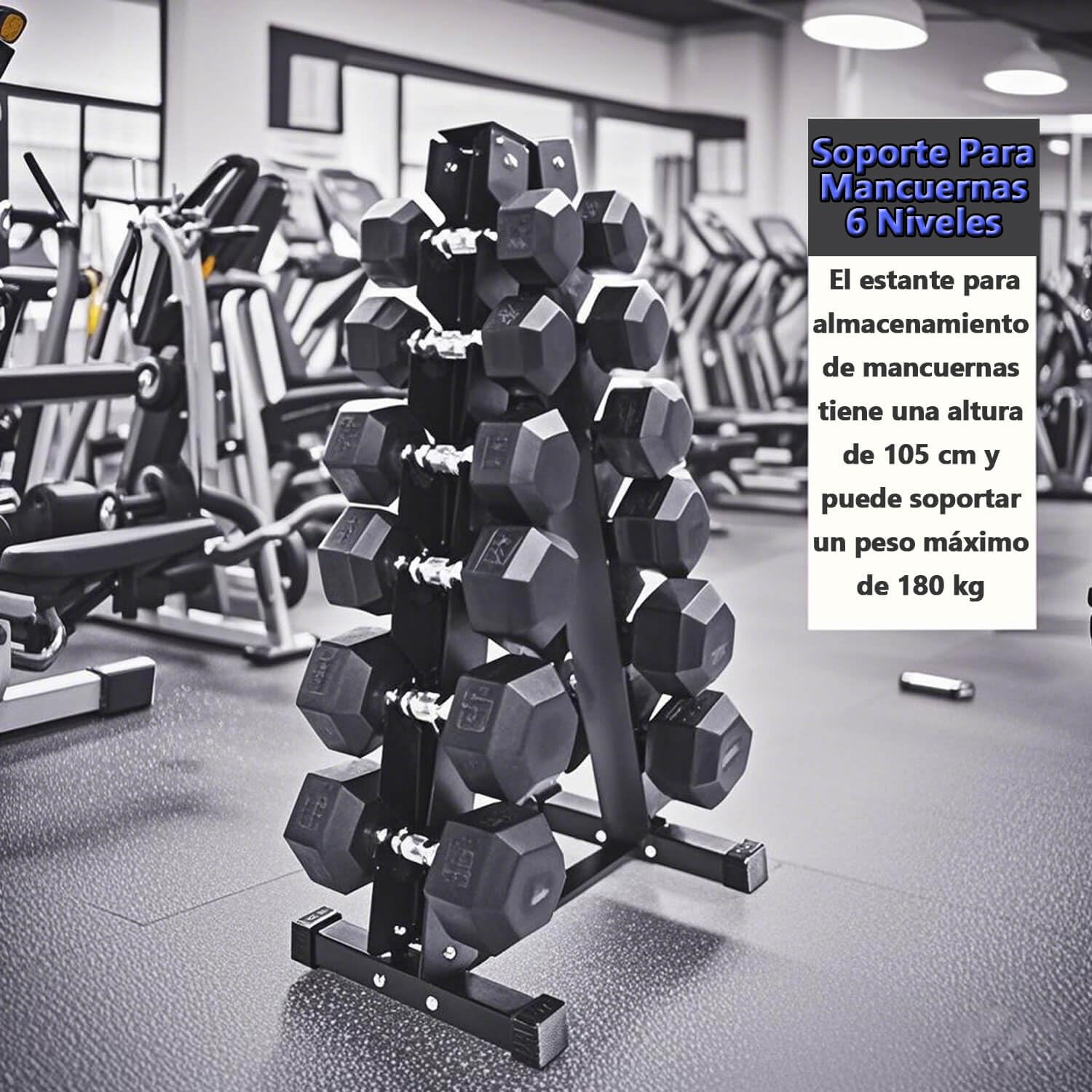 Soporte para Mancuernas,Estante para Mancuernasde 3 Niveles/6 Niveles/10 Niveles Soporte de Almacenamiento para Mancuernas Carga 300 kg,Negro