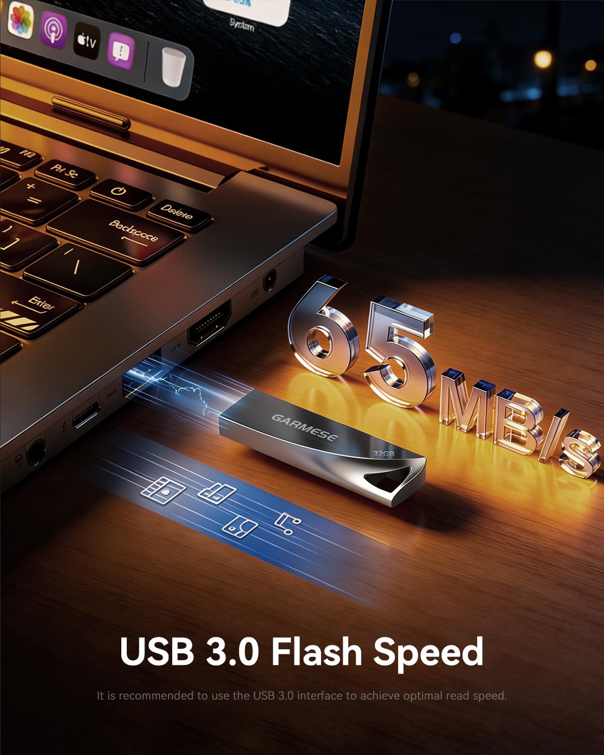 5 unidades flash USB 3.0 de 32 GB, memoria USB de metal impermeable, unidad de pulgar delgada portátil con agujero para llavero, elegante unidad de salto para computadora
