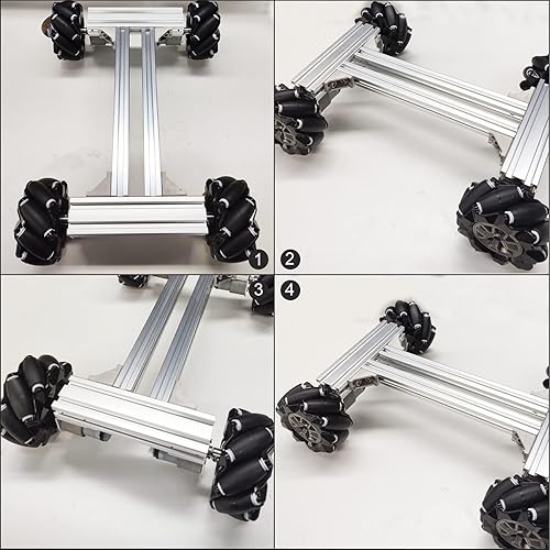 Miniatura 6 de Kit profesional de chasis de coche robot de metal inteligente 4WD con ruedas mecanum de 3.819 in, plataforma móvil robótica RC DIY, para AGV, kits