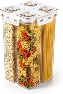 Tall 4-Compartment Airtight Cereal Storage Container Dispenser