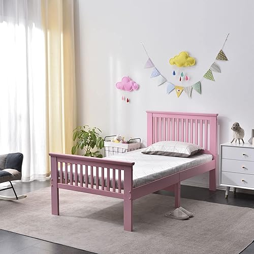 Miniatura 1 de Better Home Products Jassmine - Cama individual de pino con plataforma de madera maciza en caoba