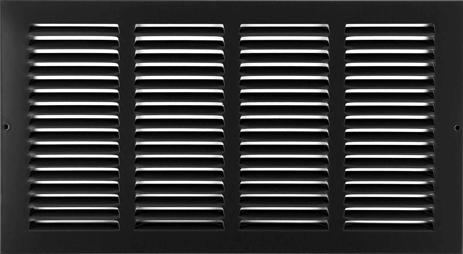 HVAC Premium 16'' x 8'' [Duct Opening] Flat Stamped Steel Return Air Grille - Sidewall and Ceiling - HVAC Vent Duct Cover - Black [Outer Dimensions: 17.75''w X 9.75''h]