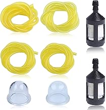 4 x 33 cm Petrol Hose with Fuel Filter Priming Pump 2 x 3.5 mm, 2.5 x 5 mm, 3 x 5 mm, 3 x 6 mm for Blower, Edger, Chainsaw, Brushcutter, Mower