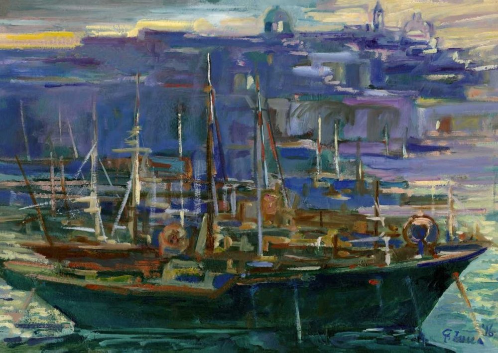 Feeling at home Barche ormeggiate per il porto della città vecchia mare STAMPA su CARTA OPACA 220gr Gianfranco Zucca - Barche | porto | Mediterraneo | Harbour | Lilac orizzont cm_73_X_104