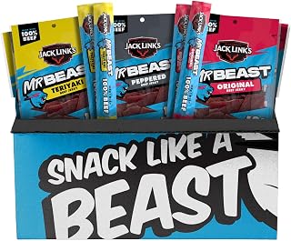 Jack Link's x MrBeast Beast Box Beef Jerky & Sticks Variety Pack - Original, Peppered, Teriyaki - 9ct 100% Beef Protein Snacks