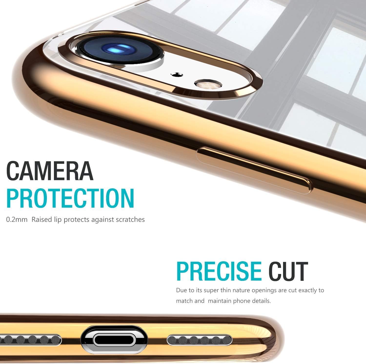 TOZO for iPhone XR 6.1 Inch (2018) Premium Clear Soft TPU Gel Thin Slim Transparent Flexible Cover for iPhone XR with Space Gold Plating Edge