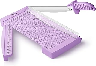 Firbon 12" Guillotine Paper Cutter with Hidden Ruler, Compact Heavy Duty 12-Sheet Capacity Trimmer for Cardstock, Photos, Scrapbooking, Office, Classroom, Studio (Purple)
