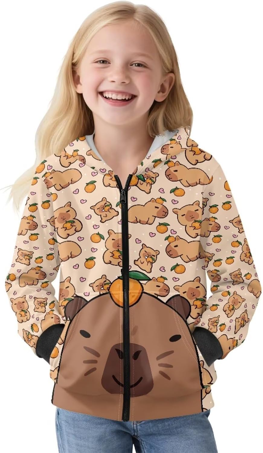 Fleece Jackets Hoodie for Kids Girls Full Zipper Up Hoodies Soft Hooded Sweatshirts Fleece Long Sleeve Jacket S-XL