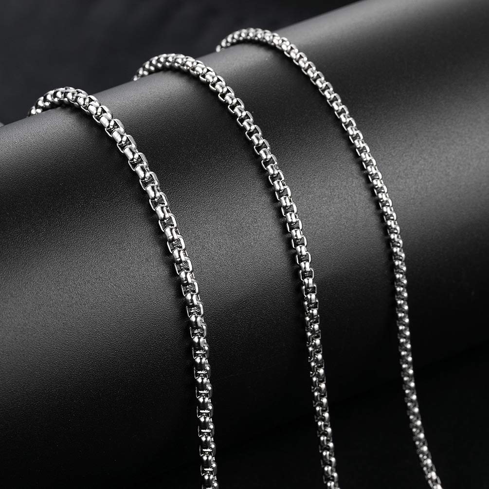 OSTAN Collana da uomo e da donna, in acciaio inox e argento, con catena a maglia veneziana, larghezza 1.5-5 mm, lunghezza 45-80 cm