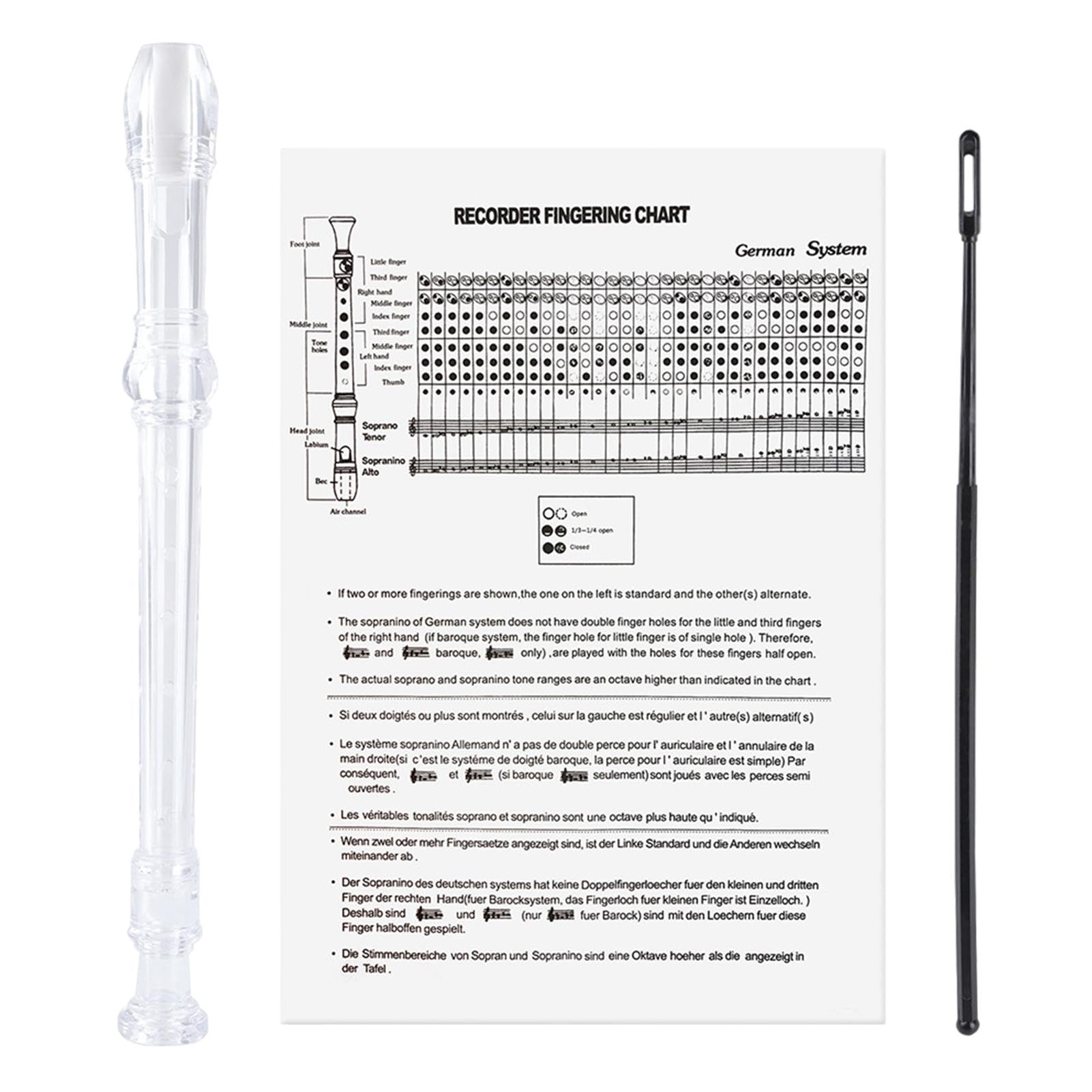 Strumento per flauto dolce soprano, strumento clarionetto per bambini | Flauto dolce soprano a 8 fori in chiave SOL,Clarinetto portatile impermeabile, registratore salva-lavoro per