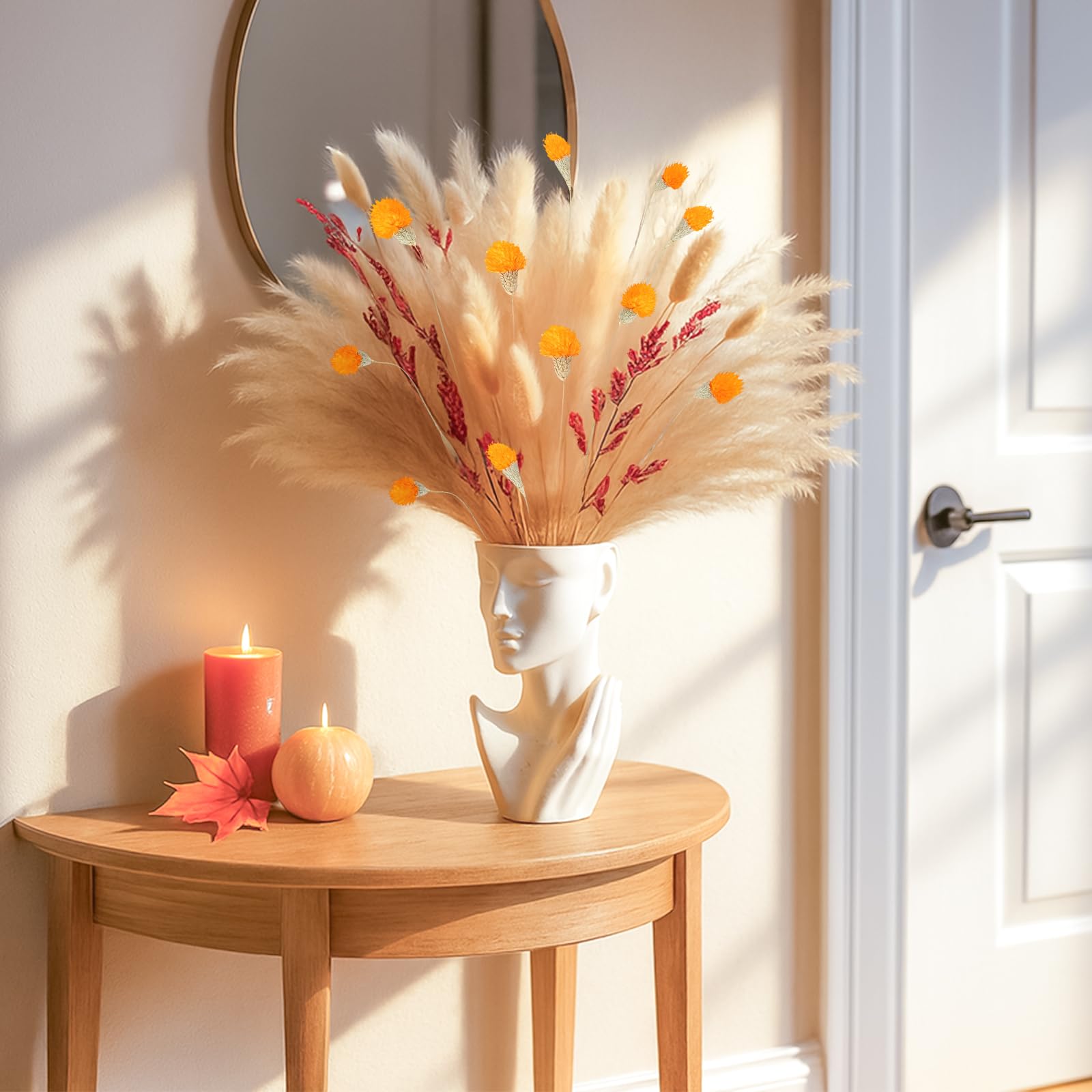 30PCS Fiori Secchi Decorativi Arancione Mazzo Fiori Secchi Naturali di Craspedia Secchi Billy Button Palle per Matrimonio Casa Decorazione Floreale Decorare Oggetti Di Scena Vaso Arancione