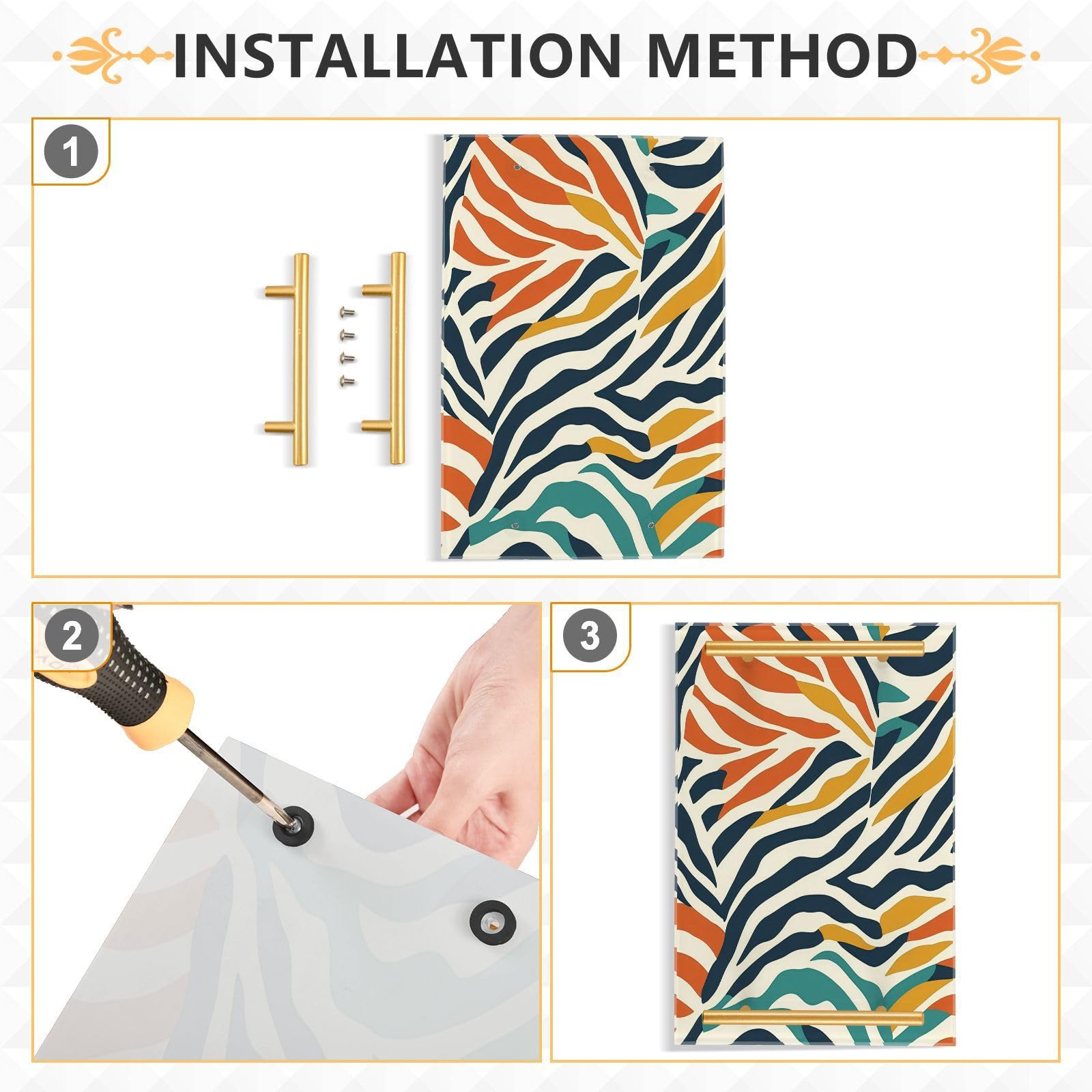 GUIJI Zebra Stripes Acrylic Tray, Perfume Cosmetic Jewelry Decorative Trays Bathtub Organizer, Living Room Kitchen Serving Tray with Gold Handles