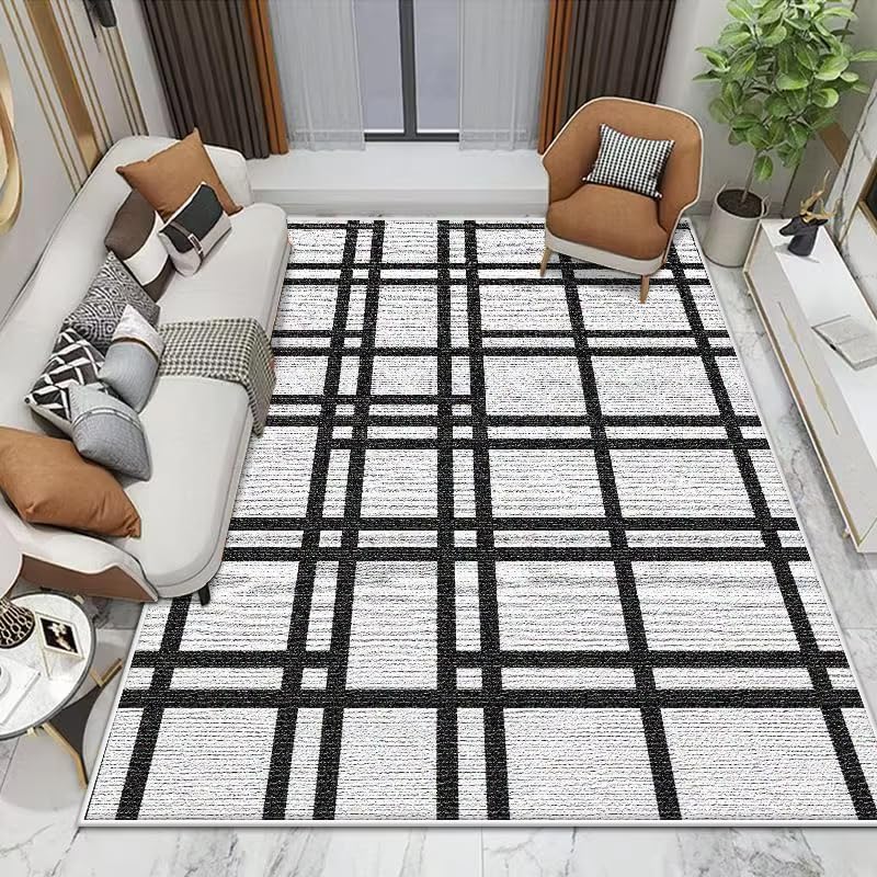 Alfombra geométrica abstracta ideal para decorar el pie de cama y zonas de mesa de té modernas