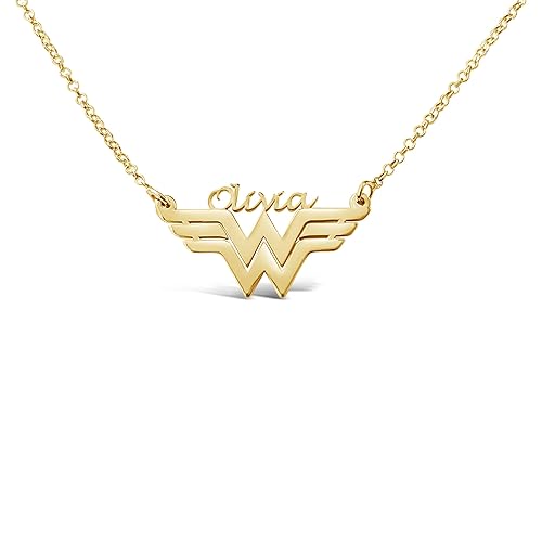 Miniatura 4 de Wonder W Necklace, Personalized Name Necklace, Super Hero, Sterling Silver or Gold, Gifts for Woman, Mom, Mother, Girls