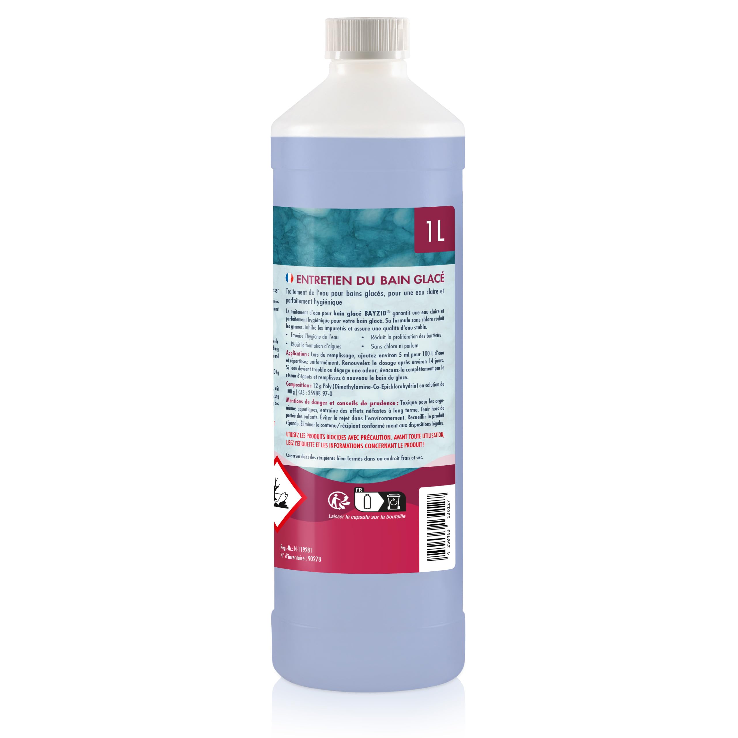Bayzid Entretien Bain Glacé 6 x 1 L - Désinfection Longue Durée | Traitement de l’Eau sans Chlore pour Bains Froids & Tonneaux de Glace - Anti-Bactéries, Algues et Odeurs