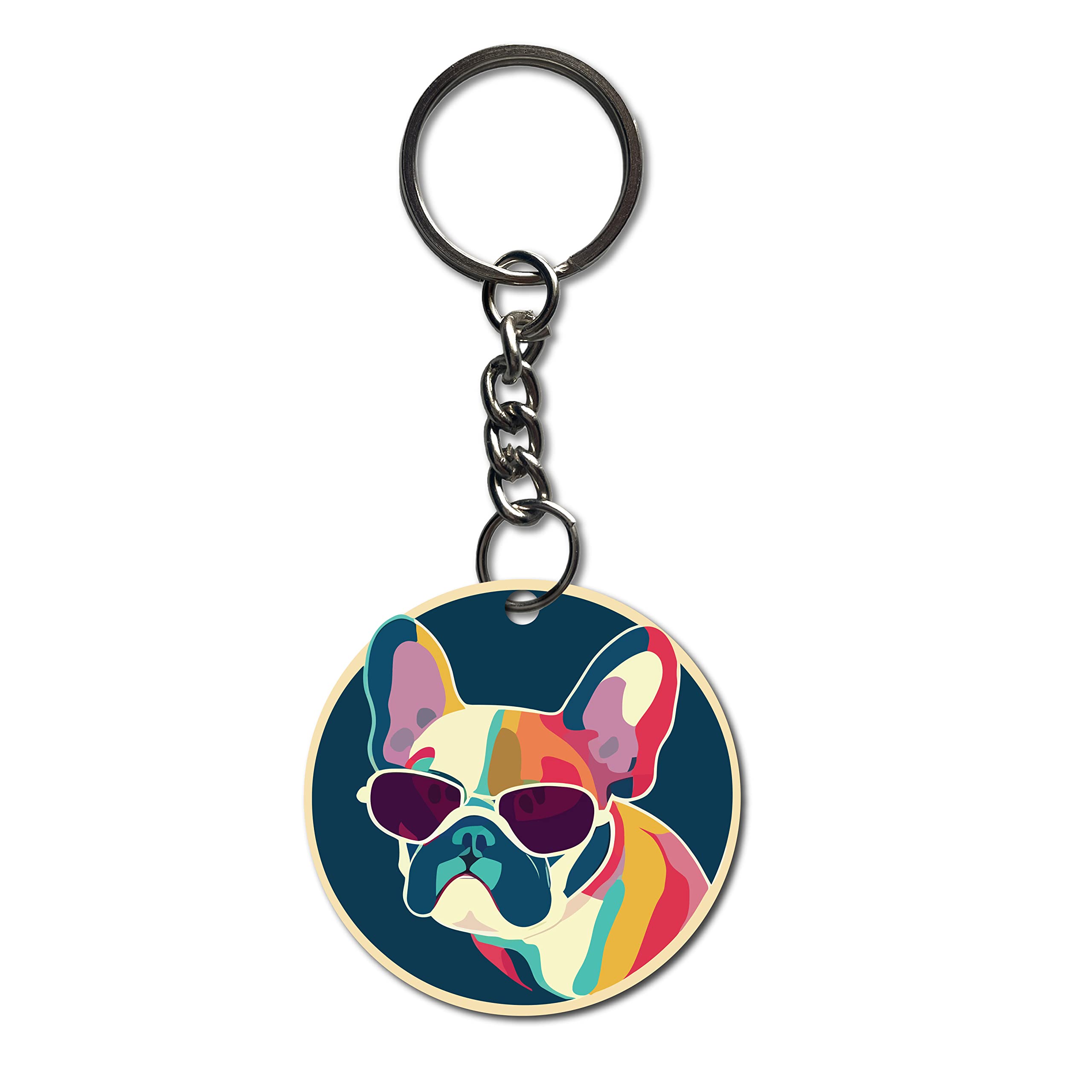 Modern Stylish Dog Printed Keychain Men Women Girls Boys Dog Lovers Bike/Car/Bag Key Tag Keyrings Home L x H 2.5 x 2.5 Inch-image-12