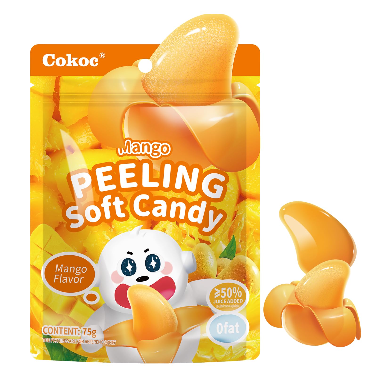COKOC Peelable Gummies Mango,Peeling Gummies Mango Candy,Individual Packaging 2.64oz Bag Fruit Peelable Candy(Pack of 3)
