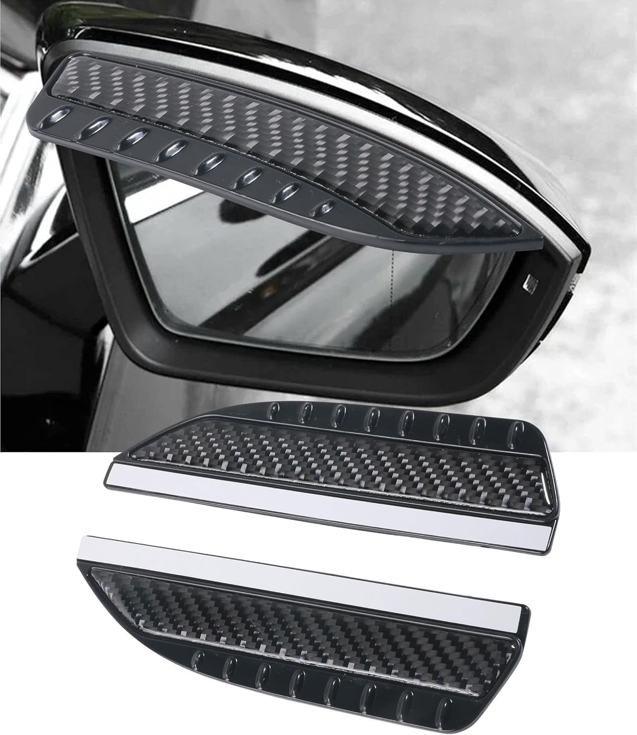 ONEMAJI 2 Pcs Car Side Mirror Rain Guard for Dacia Lodgy Lodgy Stepway Logan MCV, Carbon Fiber Rear View Side Mirror Rain Eyebrow, Car Rear View Mirror Rain Visor Guard, B