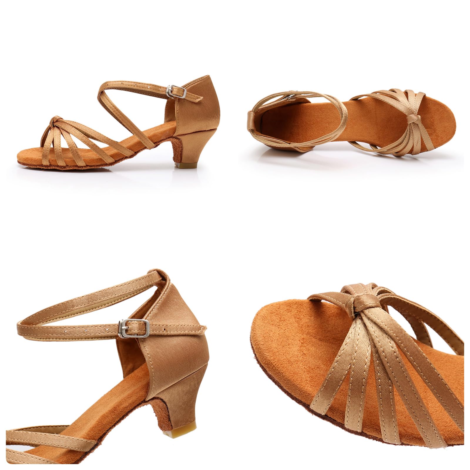 Scarpe da Ballo Latino Americano Bambina Tacchi Bassi Suola Morbida Scarpe Latino Americano Bambina Comode e Antiscivolo Sandali per Dance Performance Salsa Tango 25-42 EU
