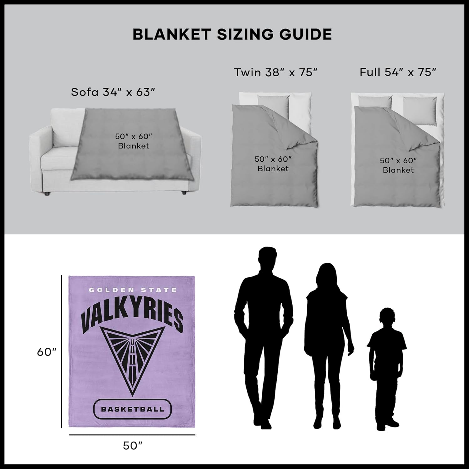 NORTHWEST WNBA High Block Silk Touch Throw Blanket 50 x 60 inches