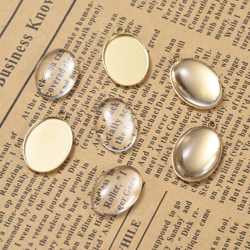 10-teiliges Schmuck Bastelset - 5 Ovale Fassungen 18x13mm Mit 5 Klar Cabochons