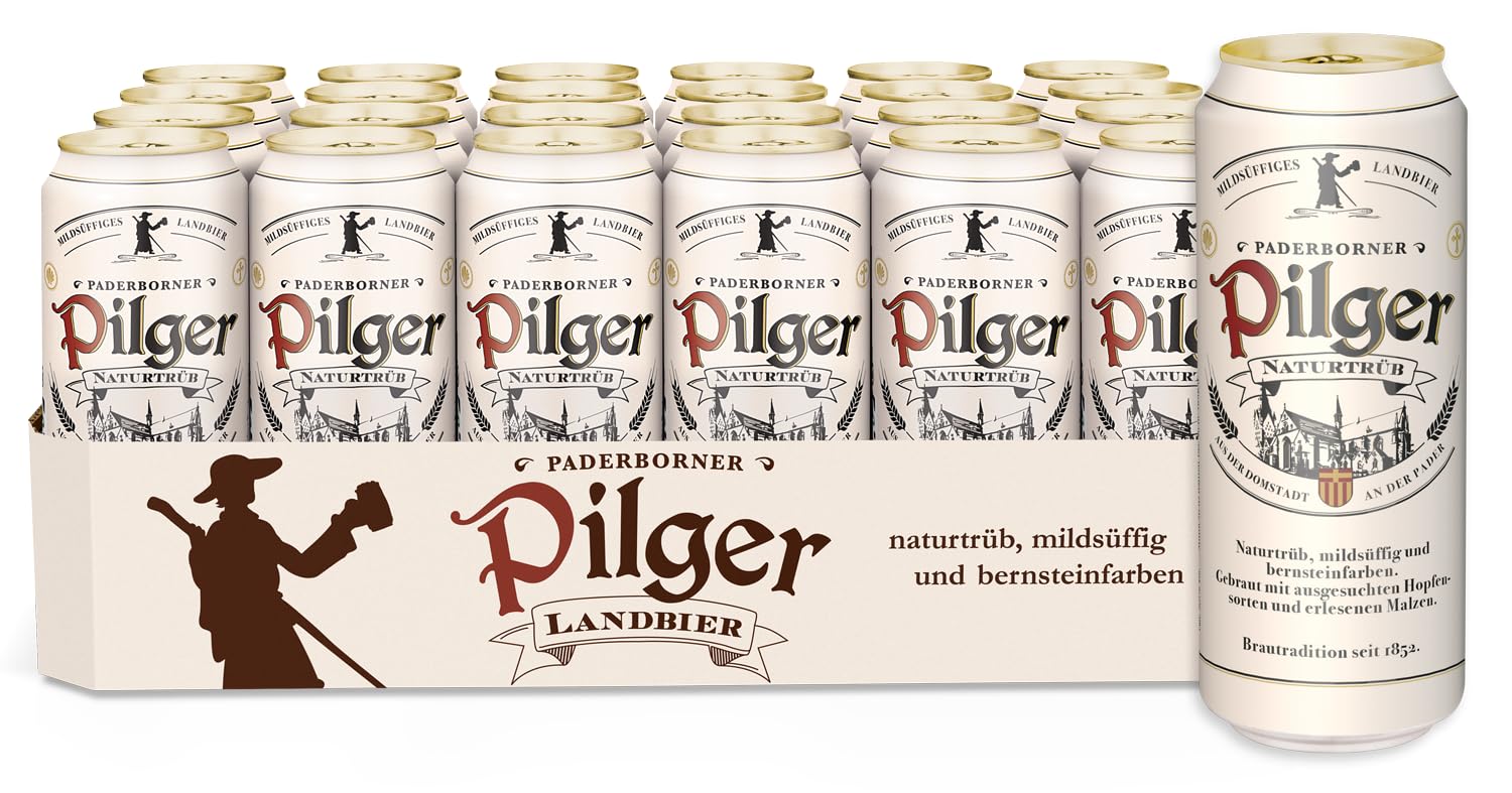 Paderborner Pilger Landbier, feinmildes naturtrübes helles Landbier, Dosenbier EINWEG (24 x 0.5 L Dose)