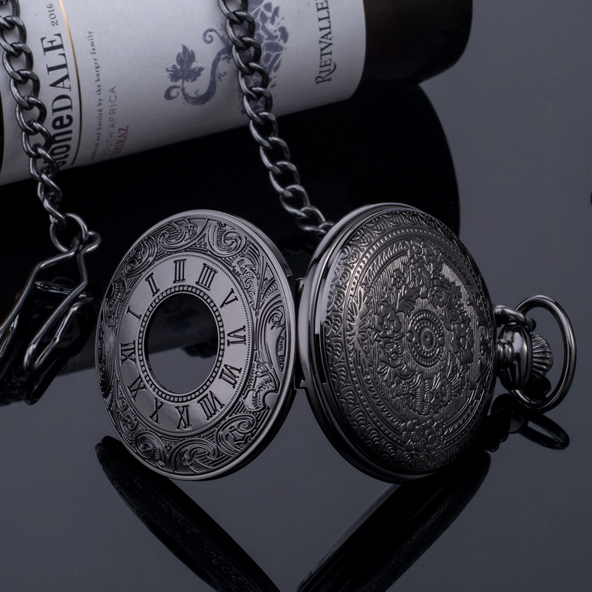 Orologi da Tasca, Scala con Numeri Romani Vintage con Catena(Bronze)