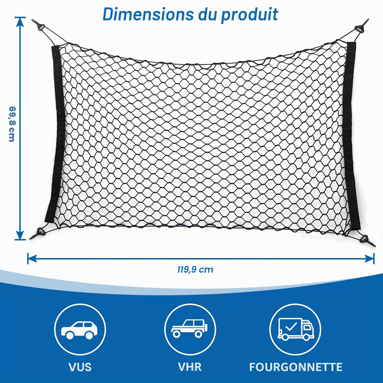 120X70CM Filet Voiture pour Chien Grille Chien Voiture Filet Coffre Voiture Chien Filet de Séparation pour Chien Séparateur de Siège Arrière pour Camions SUV et berlines
