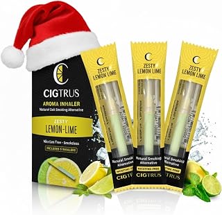 Quit Smoking Smokeless Inhaler – Natural, Nicotine-Free, Vaporless & Non-Electric – Helps Curb Cravings, Oral Fixation & Lung Detox Support – 3-Piece Lemon Lime