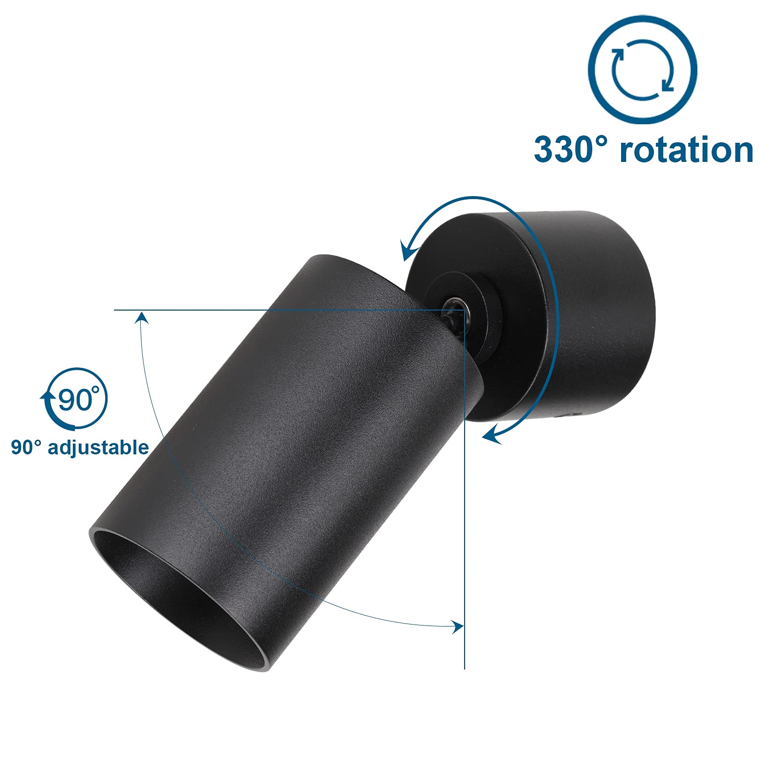 Klighten 2 Pcs Foco de techo Orientable GU10, Focos Superficie Ajustables, Redondo Lampara Focos Techo de Aluminio, Foco Superficie de Techo para Cocina Salón, 55 x 140 mm, Bombilla no Incluida